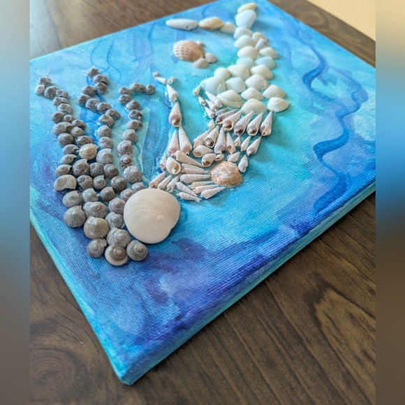Original Artwork By Holly Pennell Seashell Mermaid Canvas Art - Mixed Media 8x10 - Picture 3 of 4